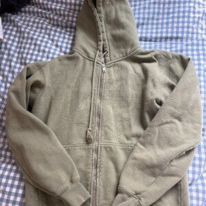 Brandy Melville Full Zip Cotton Hoodie sweatshirt in dusty sage green